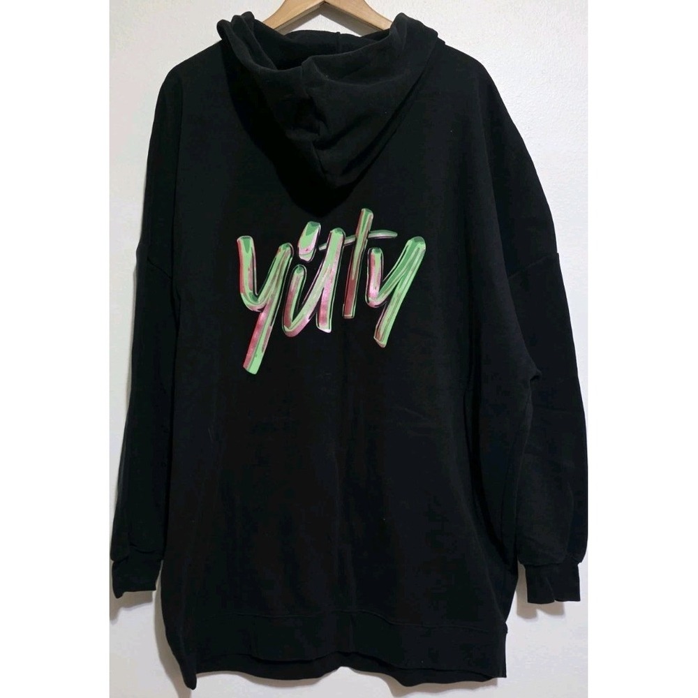 Yitty Major Label Oversized XL Hoodie Sweatshirt Women Black Logo Pullover EUC‎